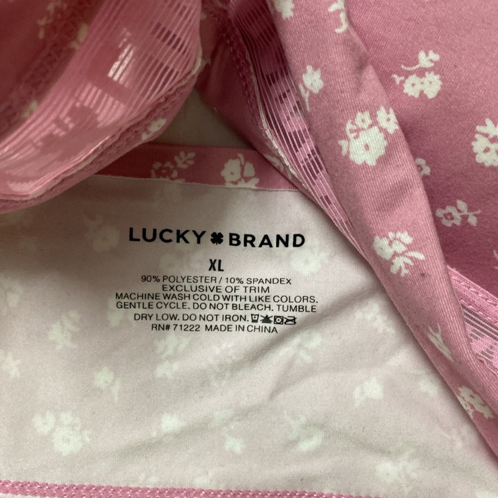 Lucky Brand pink floral and lace super soft lounge sports bra - Picture 3 of 8